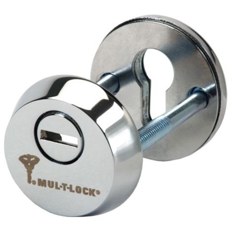 Mul-T-Lock – Rosace blindée nickel pour cylindre européen – Fixation M5 – Pour porte de 45 à 55 mm d'épaisseur – Prévoir 30 mm de plus pour cylindre