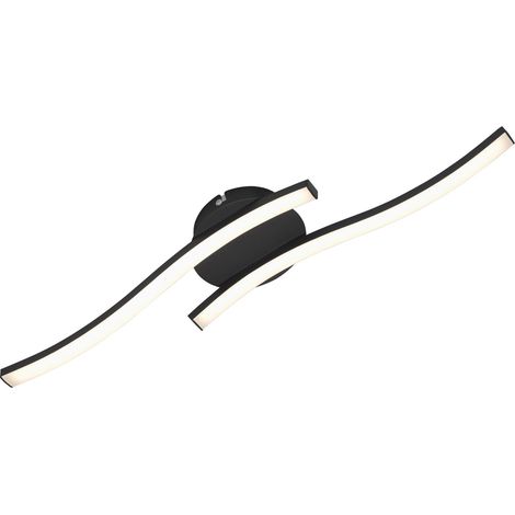 Plafonnier LED, lampe de plafond, 2-flamme, 12 Watt, 960 Lumen, 3.000 Kelvin, noir, 555x120x72mm (LxWxH) (1/5)