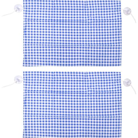 Lot de 2 rideaux pare-soleil latéraux anti-UV pour voiture, motif quadrillé, avec ventouses - Bleu quadrillé (1/5)