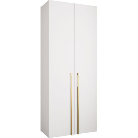 Armario Hartford 569, Blanco, 246x100x42cm, Puertas de armario: Con bisagras, Número de estantes: 8 (1/5)