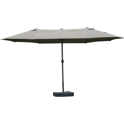 Grand parasol de jardin DIEPPE gris avec contrepoids inclus (1/2)