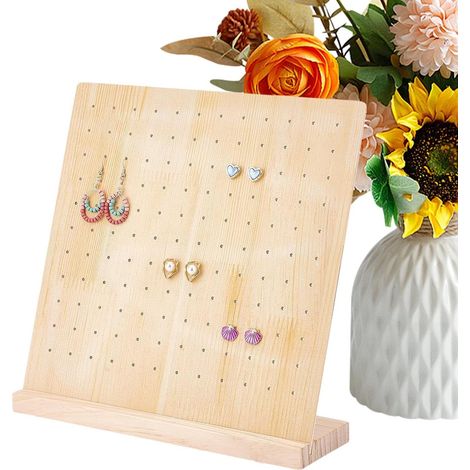 Présentoir à Panneau Perforé sur Pied Support de Rangement en Bois pour Bijoux,Rangement Polyvalent pour Porte-Clés, Bijoux, Outils et Foires Artisanales (1/5)