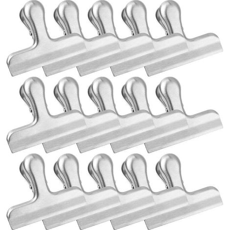 Clip di chiusura per alimenti in acciaio inox – set da 15 pezzi, ermetiche, ideali per sacchetti di patatine e per la conservazione