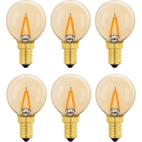 Ampoule LED G40 E14 1W, ampoule Edison E14 ambrée 10W, blanc chaud 2200K, lot de 6 (1/4)
