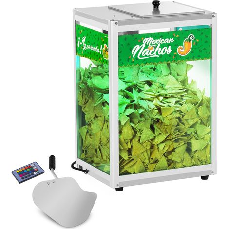 Présentoir chauffant lumineux pour nachos, popcorn et cacahuètes, LED 100 W Royal Catering RCNW-1L