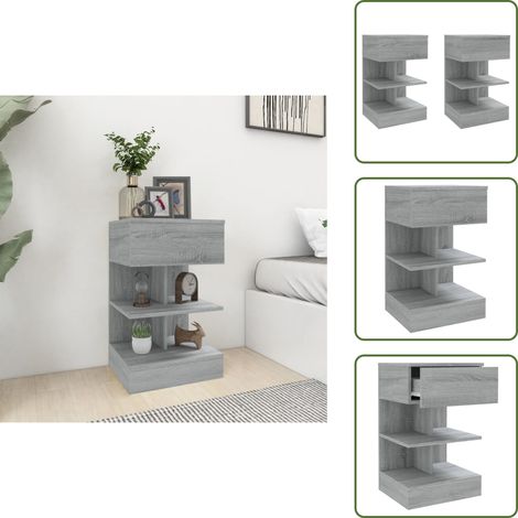 Tables de chevet 2 pcs Sonoma gris 40x35x65cm Bois d'ingénierie - Table De Chevet - Meuble De Chambre - Commode - Mobilier Moderne - Meubles Gris (1/5)