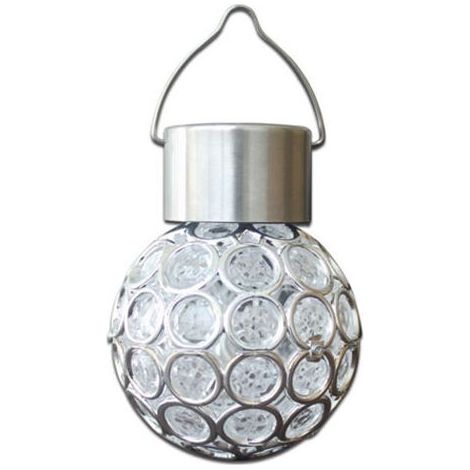 Lámpara de araña LED pequeña colgante solar impermeable para exteriores, hueca, para césped o jardín (luz blanca) (1/4)
