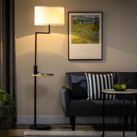 Lampada da terra con mensola, USB, 40 W, Ø40 x 168 cm, acciaio, bianco HAVRYA (1/4)