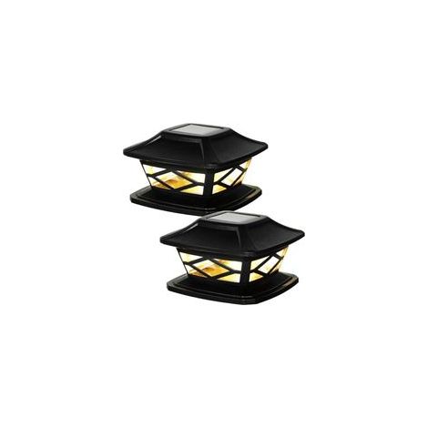 Lampadaire solaire décoratif 2 pièces LED étanche IP44 Alimentation solaire Compatible poteaux 4-6 pouces Lumière chaude/blanche