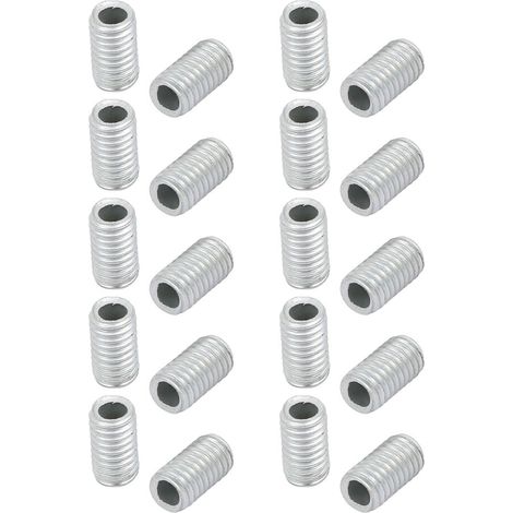 Lot de 20 manchons filetés creux, filetage M6, longueur 10 mm, pièces de réparation pour lampes, zingués, couleur argent. (1/2)