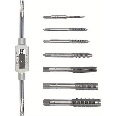 Jeu 8 Trousseaux Tarauds Manuels Forets Clé Alésoir Réglable Filetage Précis (1/4)
