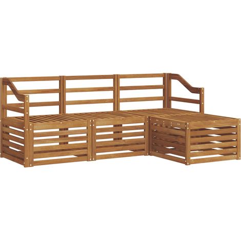 Ensembles de canapés 4 pcs Salon de jardin Naturel Bois d'Acacia Massif