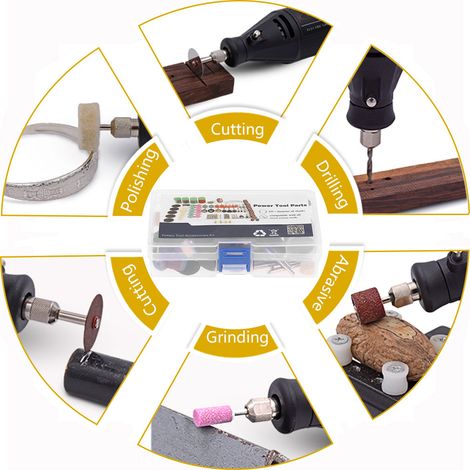 Kit d'accessoires pour mini meuleuse électrique rotative (141 pièces) : meulage, polissage, perçage et découpe.
