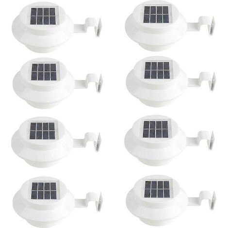Lote de 8 lámparas murales blanches nergie solaire pour gouttire, alle, escalier, spot pour toit, terrasse, jardin, cour