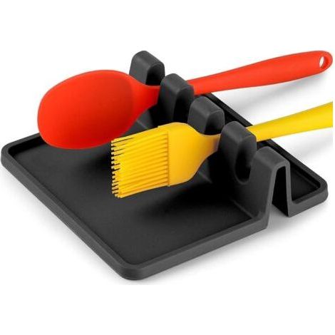 Repose-ustensiles en silicone, sans BPA, résistant à la chaleur, pour plaque de cuisson ou plan de travail (noir) (1/5)