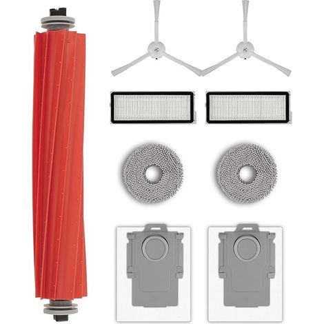 9 Pièces QRevo S Pièces de Rechange pour Robots Roborock Qrevo S, Qrevo Pro, Qrevo MaxV, QRevo Plus, 1 Brosse Rotative, 2 Brosses Latérales Blanches, 2 Sacs à Poussière, 2 Filtres HEPA, 2 Serpillères (1/5)