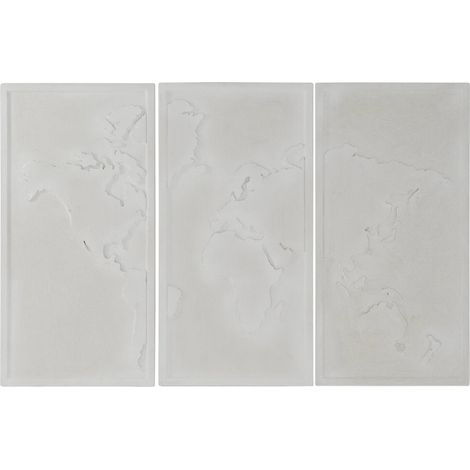 Décoration murale carte du monde en mdf blanc style moderne - blanc mdf effet relief (1/4)