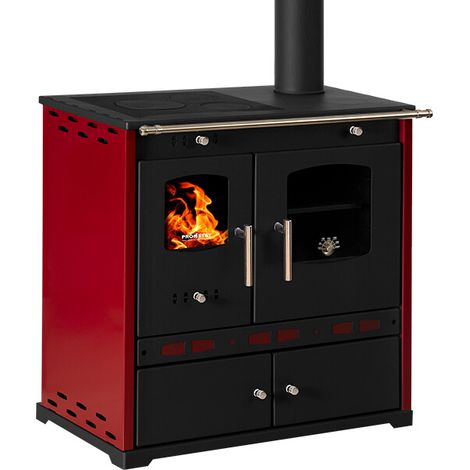 Cocina de Leña Prometey Perfect Eco Lux Bordo – 7,5 kW Placa de Hierro Fundido, Elegancia Clásica y Alta Eficiencia Térmica (1/4)