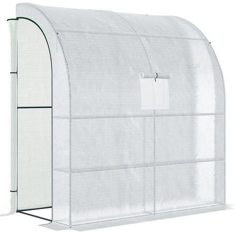 Serre en aluminium, serre à tomates avec fenêtres grillagées, serre chaude avec portes enroulables, serre de propagation avec protection UV, blanche, 200 x 100 x 215 cm (1/5)