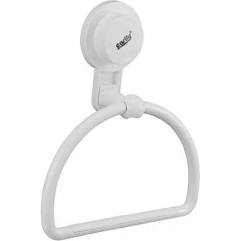 Trade Shop - Toallero Anilla Toallero Ventosa Accesorios De Baño Blanco 59542 - (1/2)