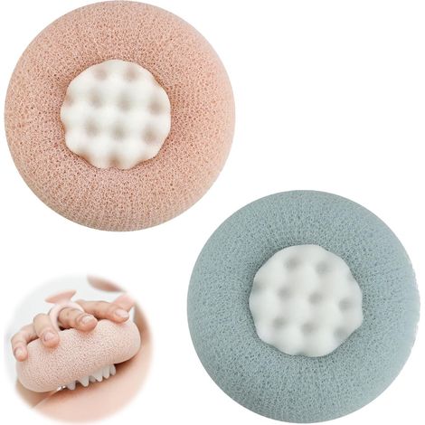 Fleur douche lavable 2 pièces avec ventouse, rose chair et bleu clair (1/5)