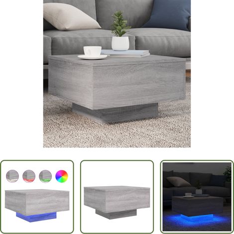 LED-Beleuchtung - Couchtisch mit LED-Leuchten Grau Sonoma 55x55x31 cm (1/5)