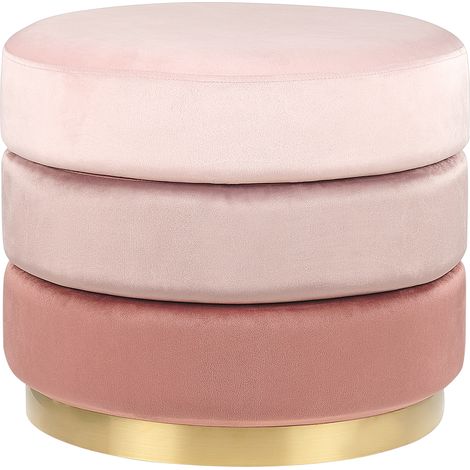Puf de terciopelo rosa 48 cm base reposapiés taburete glamour Louin