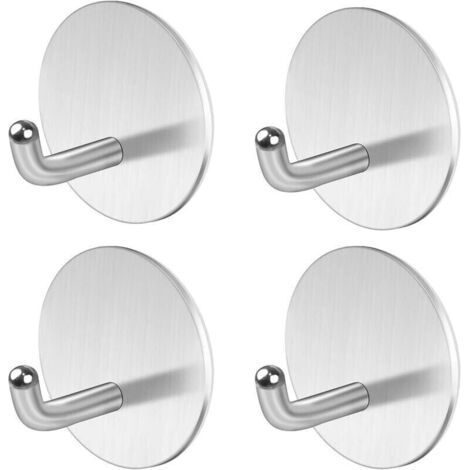 Set di 4 ganci adesivi da parete in acciaio inossidabile, ideali per asciugamani da bagno, senza bisogno di forare, cucina, porte, strofinacci e lavagne adesive. (1/5)