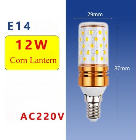 2 Ampoules LED maïs dorées de 12 W - Ampoules LED E14, Lumière chaude, 85-265 V CA, 1 200 lm, pour l'éclairage intérieur domestique (1/5)
