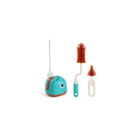 Ensemble de brosses pour bébé, brosse de nettoyage rotative 4 en 1, brosse de nettoyage en silicone pour biberons, brosse de nettoyage pour bébé avec support de rangement (vert) (1/5)