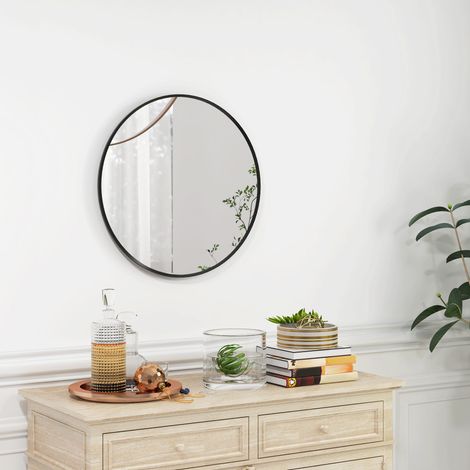 Wandspiegel, modernes Design, Φ61 cm, Schwarz (1/5)