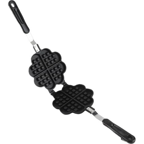 1 Plaque De Cuisson Alliage D'aluminium Poignée Inox Antiadhésif Pour Gaufrier Gaz Forme Coeur