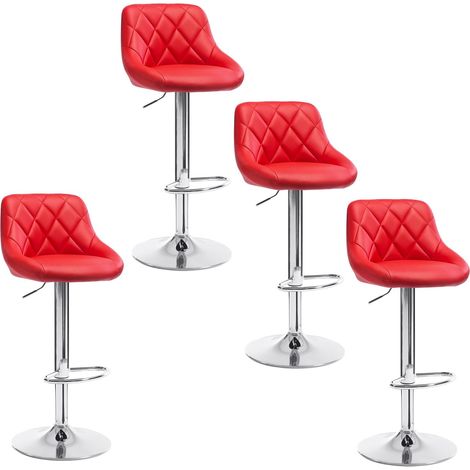 Lot de 4 Tabourets de Bar WOLTU, Tabourets siège pivotant en Similicuir,réglable en Hauteur, Rouge (1/5)