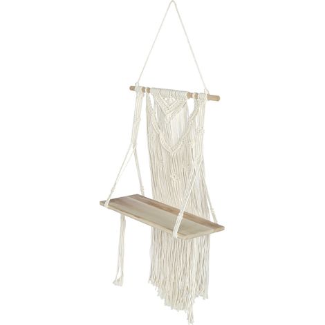 Étagère murale tressée à la main, support pour plantes en corde, support pour pots de fleurs, 40 x 70 cm (1/5)