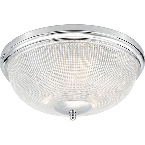 DAR ARBOR - Plafonnier Bowl Flush Chrome Poli & Verre IP44, 3x E27 (1/5)
