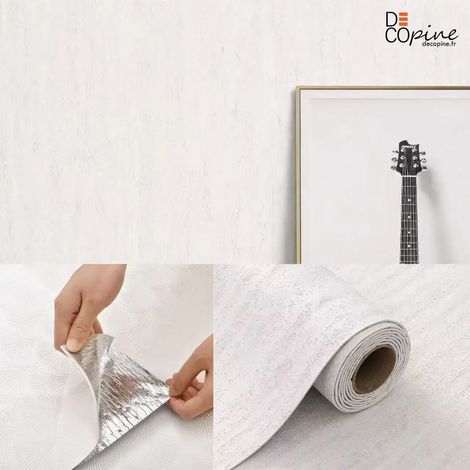 Papier peint auto-adhésif effet travertin blanc 60x280 cm revêtement mural PVC épais 2,5 mm (1/3)