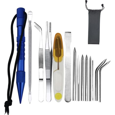 14 pièces d'aiguilles Paracord Outils et accessoires Paracord Acier inoxydable FID Artisanat du cuir Aiguilles à lacets Marlin Spike Kit Paracord Nœuds de lissage Outils pour le tissage du cuir