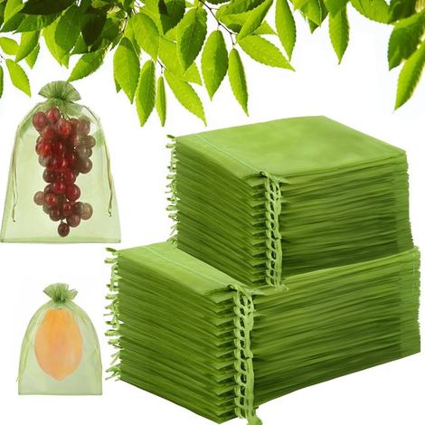Sacs de Protection Fruits et Raisins (100 Pièces) - Filets de Protection pour Fraises, Citrons et Autres, Tailles 10x15cm et 20x30cm (1/5)