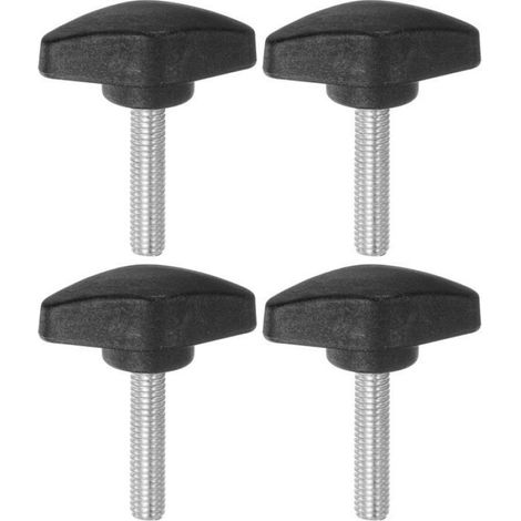 Bouton Ailette T - M6 X 30mm - Pour Serrage Manuel Rapide - Noir - 4 Pièces (1/5)