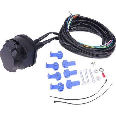 Cableado de alimentación de 7 pines para enganche de remolque con cable de 1,5 m. Remolque, portabicicletas, señalización, seguridad, conector eléctrico, toma de corriente, acoplamiento. (1/3)