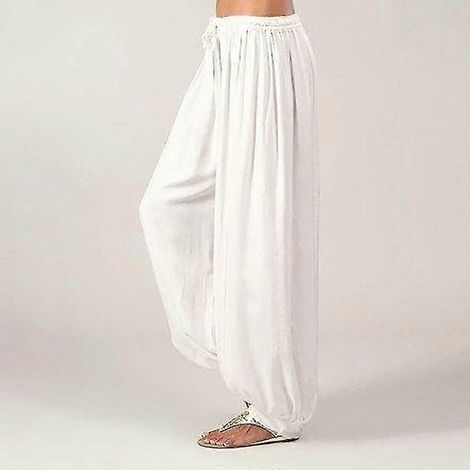 Yoga-Haremshose für Damen, locker geschnitten, mit Kordelzug, ideal für Bauchtanz und Yoga. Erhältlich in Grün, Weiß und Schwarz. Bequeme Winter-Sportbekleidung. (1/5)