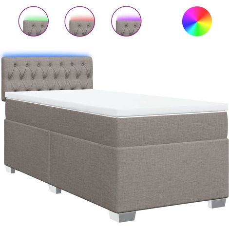 Maison Exclusive - Cama box spring con colchón tela gris taupe 10