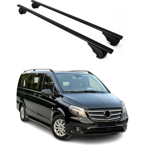 OMAC Barres de toit pour Mercedes Vito W447 2014-2026 – TÜV / DIN 75302:2019 – Antivol inclus – Charge max 75 kg – 2 barres Noir (1/4)