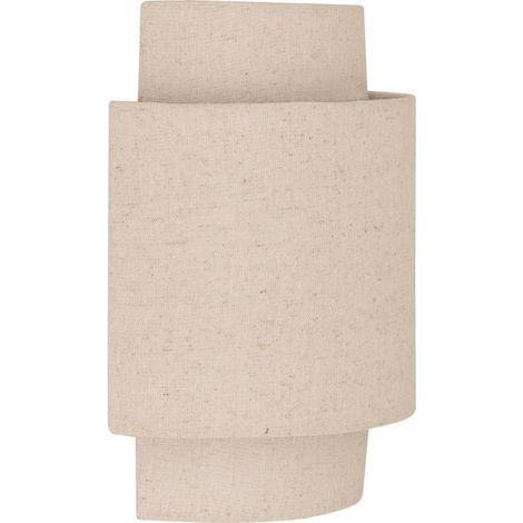 Atmosphera – Applique murale incurvée lin beige – Abat-jour en lin brut – Structure acier – Douille E14 – Dimensions L. 20 x l. 13 x H. 27 cm (1/4)