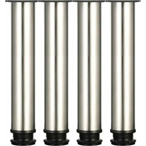 Pieds de meuble en acier inoxydable brossé - Hauteur 300 mm, réglage 0-15 mm (1/4)