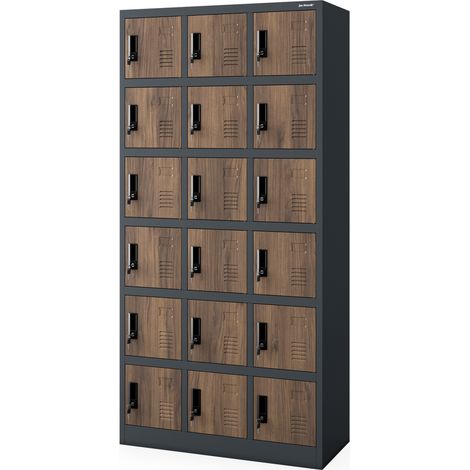 Casier vestiaire KAROL, 900 x 1850 x 400 mm, Eco Design : anthracite/noyer
