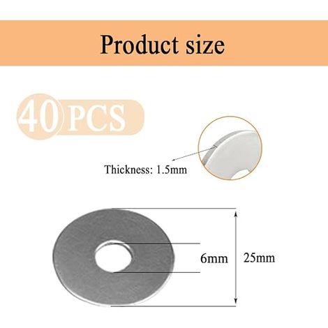 Metal Washers Flat Washer for Screws Nuts Bolts M6 x 25mm Large Penny Bodywork Heavy Duty (1/4)