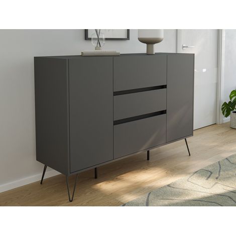 Sideboard Yako XL 140cm 3 SoftClose 2 Türen Grafit