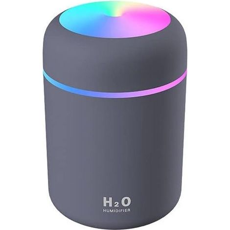 Kleiner, farbenfroher und erfrischender Luftbefeuchter, Diffusor für ätherische Öle, für Auto, Büro, Schlafzimmer usw. (grau) (1/4)