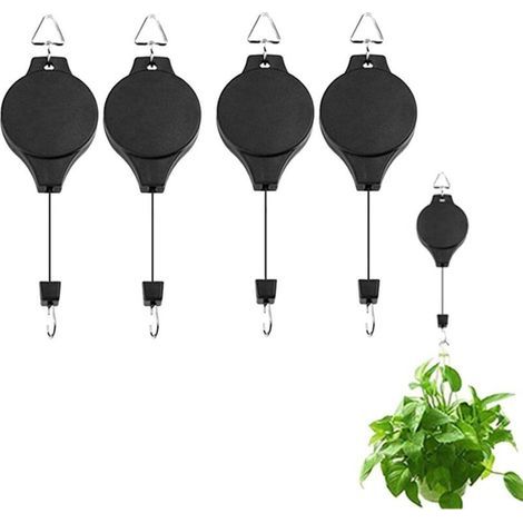 [JAMAIS UTILISÉ] Crochets pour Plantes, cintres pour Plantes suspendues rétractables, Panier pour Plantes suspendues, poulie pour Plantes suspendues, paniers, Pots, mangeoire pour Oiseaux (4PCS) (1/4)